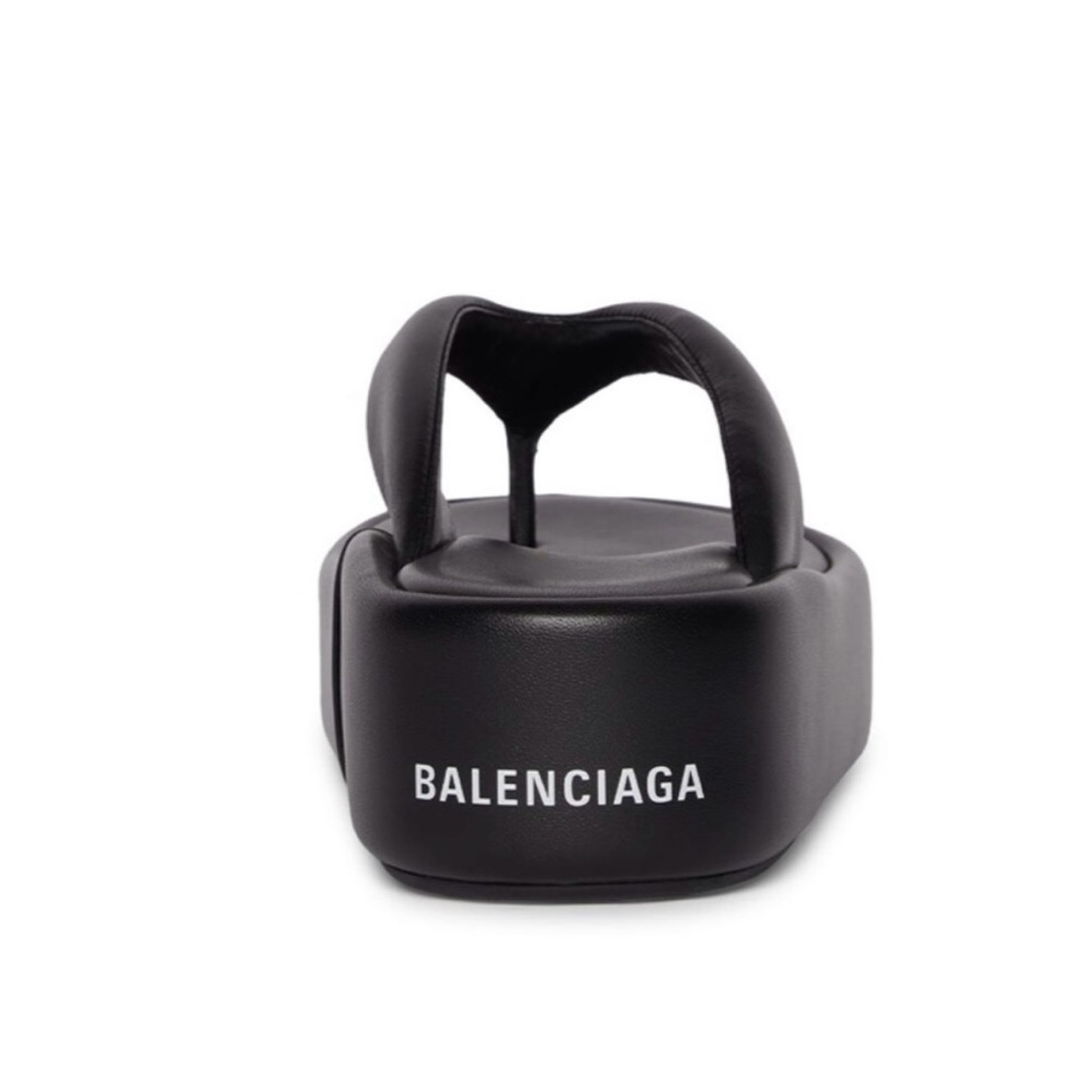 Balenciaga Black Leather Platform Sandals